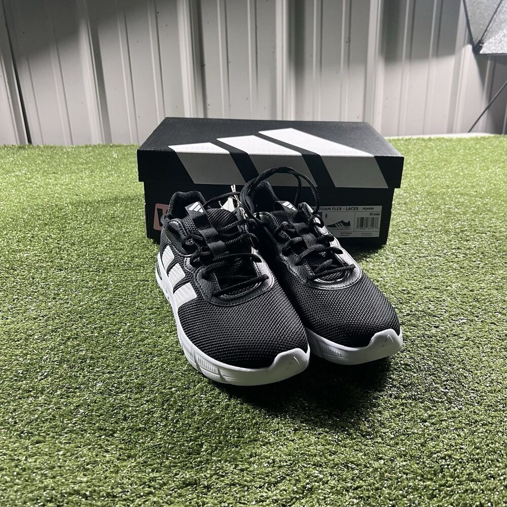 Adidas Cloudfoam Flex Laces Women's Size 8 Black White Shoes New in Box